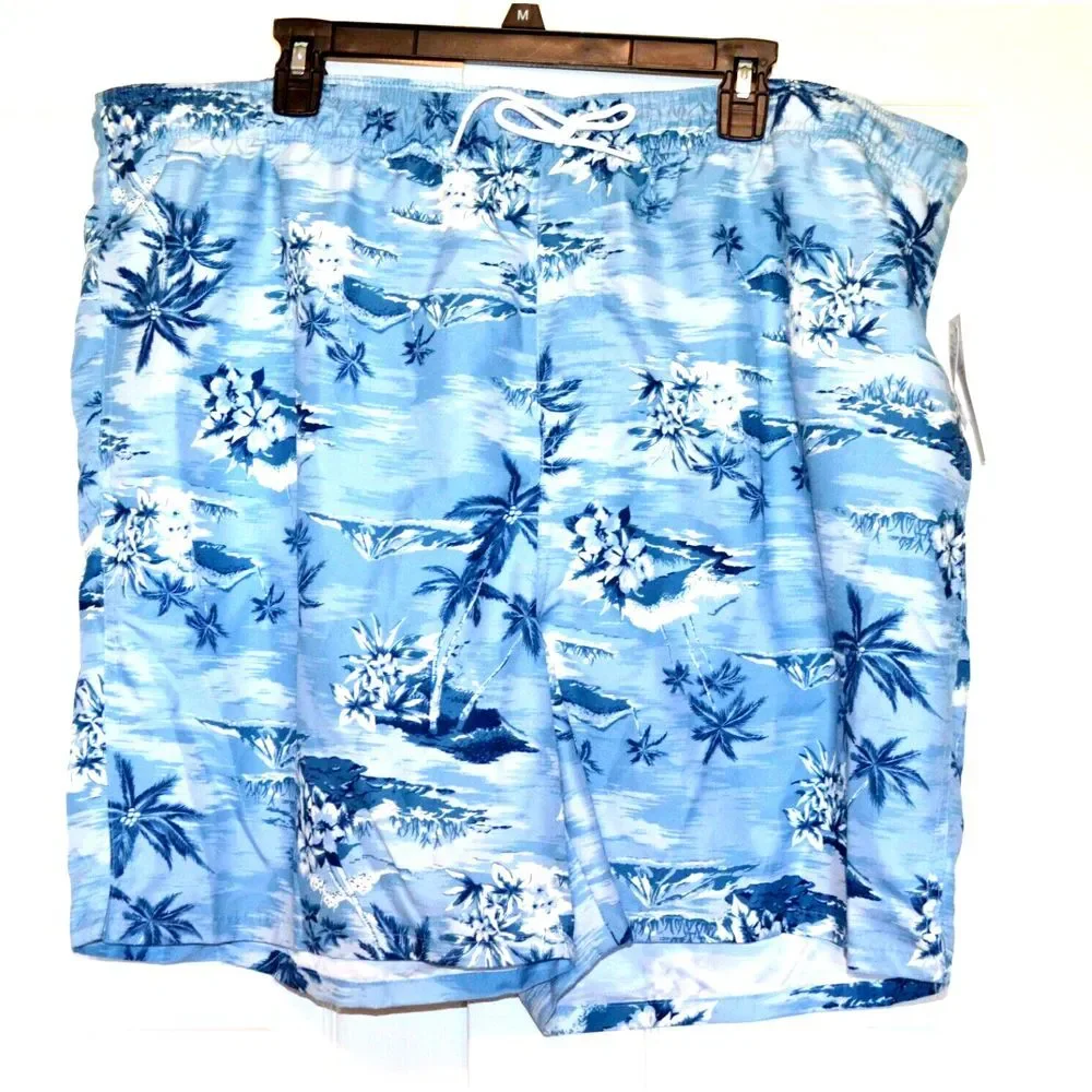 Old Navy Men's Draw‎ String Blue F/oral Swim Trunks Shorts Size XXL Inseam 7